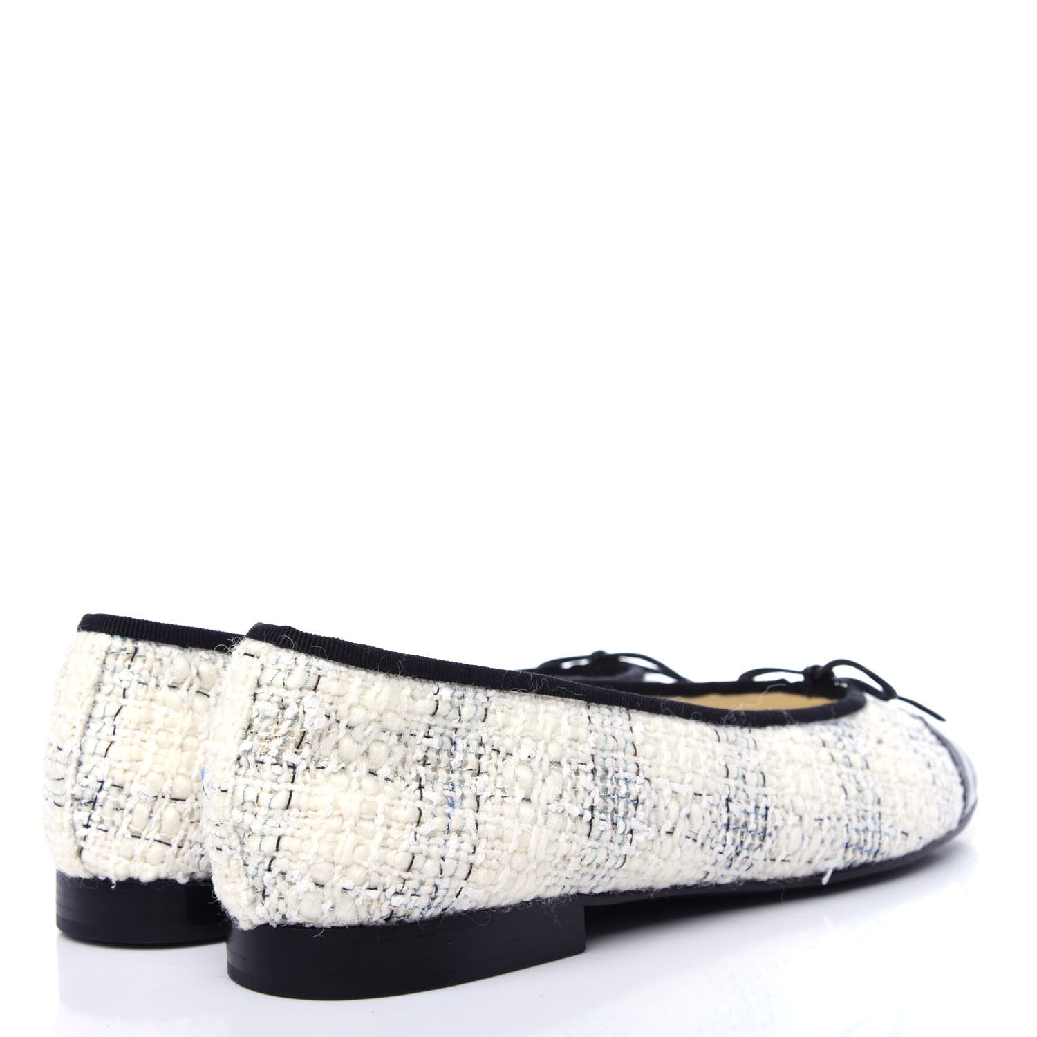 Chanel Tweed Cap Toe Ballerina Flats 40 White Black 4 of 11