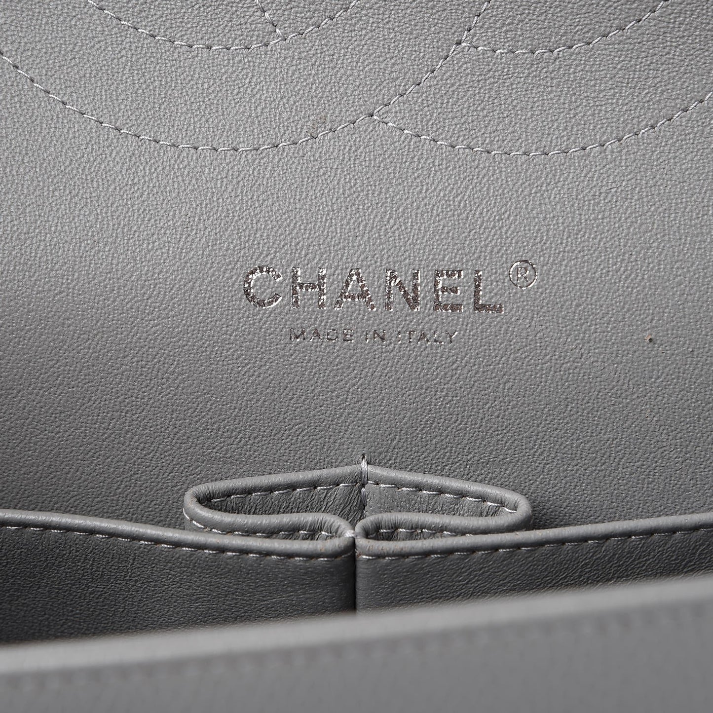 Caviar Quilted Jumbo Double Flap Grey