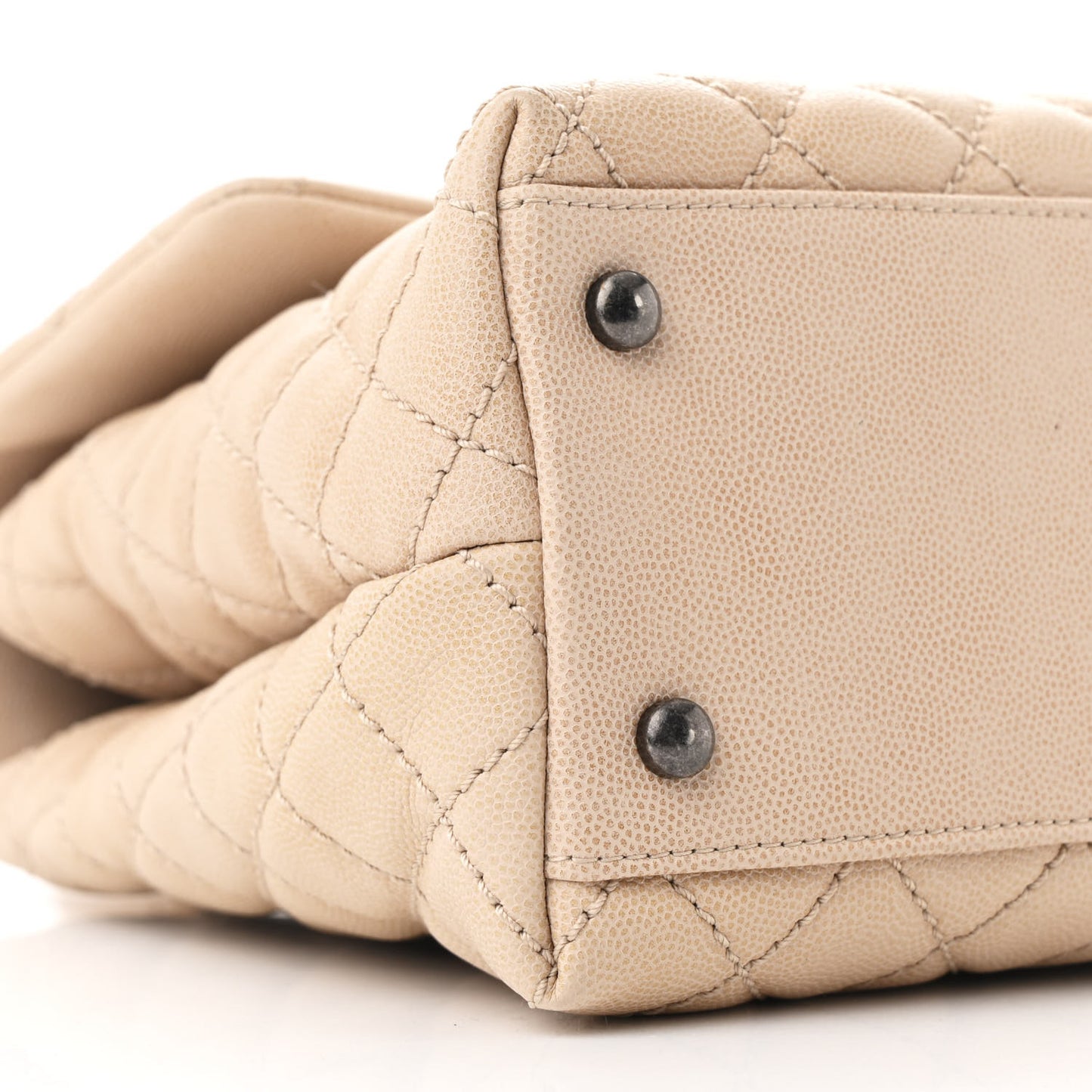 Caviar Quilted Small Coco Handle Flap Light Beige