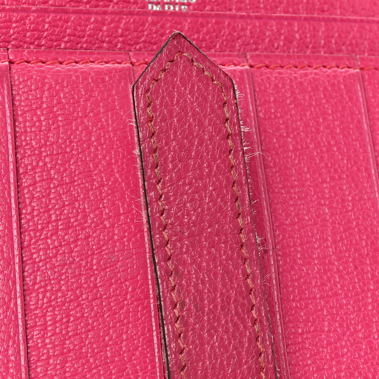 Chevre Mysore Bi-Color Bearn Gusset Wallet Etoupe Rose Shocking