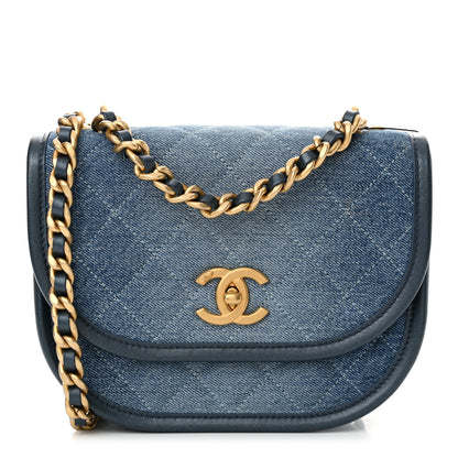 Chanel Washed Denim Quilted Small Messenger Flap Blue 1 of 11