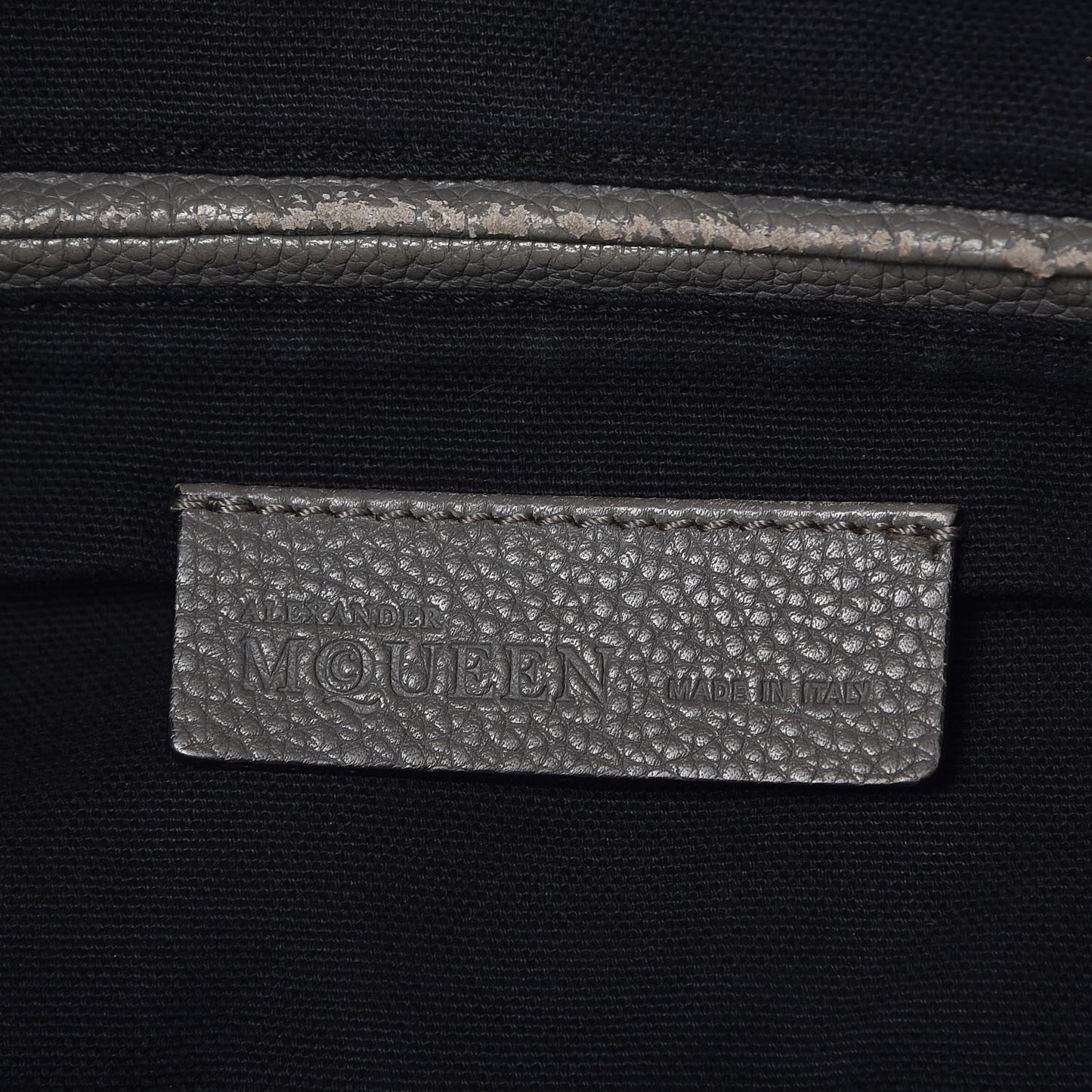 Pebbled Calfskin Large Skull Padlock Zip Around Tote Dark Grey