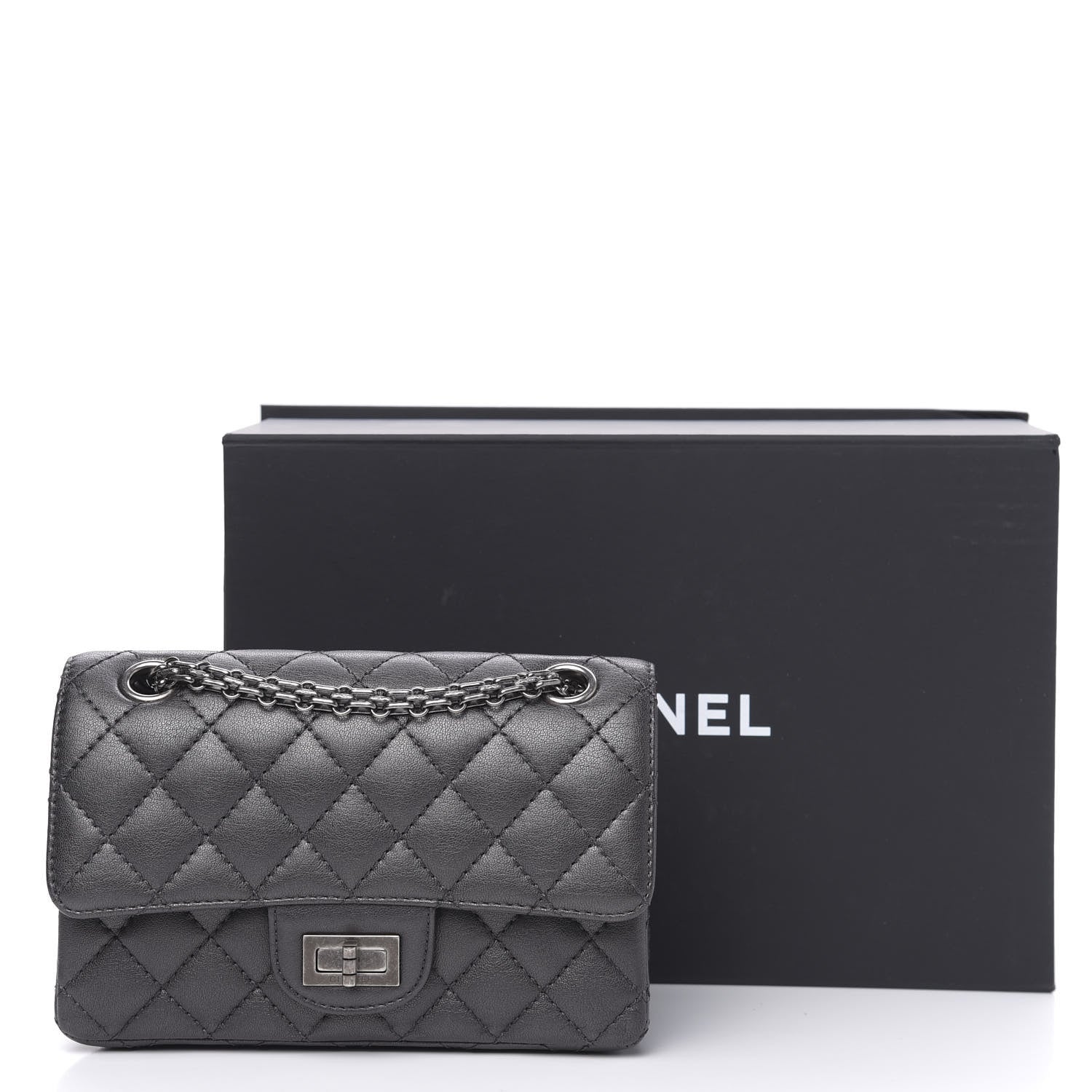 Chanel Aged Calfskin Quilted 2.55 Reissue Mini Flap Dark Silver 11 of 11