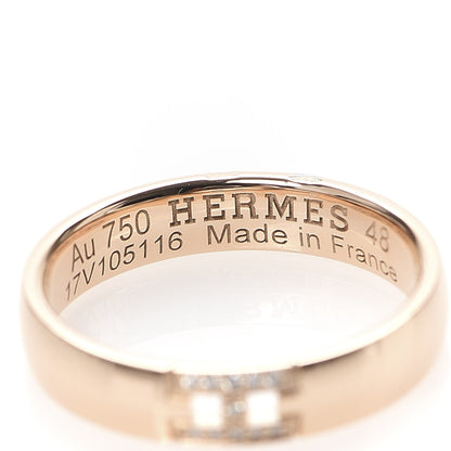 Hermes 18K Rose Gold Diamond Ever Herakles Wedding Band Ring 48 4.5 4 of 5