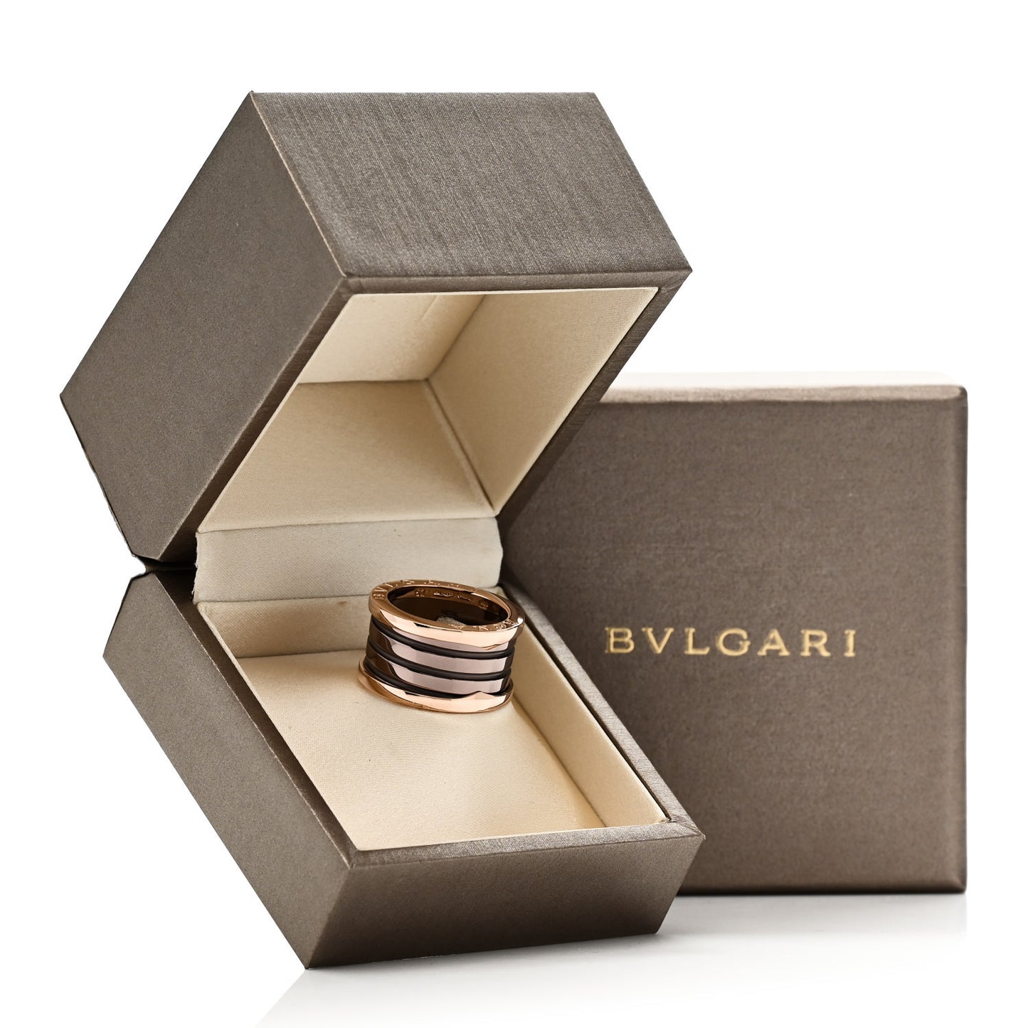 18K Rose Gold Bronze Cermet B.Zero1 Roma Four-Band Ring 52 6