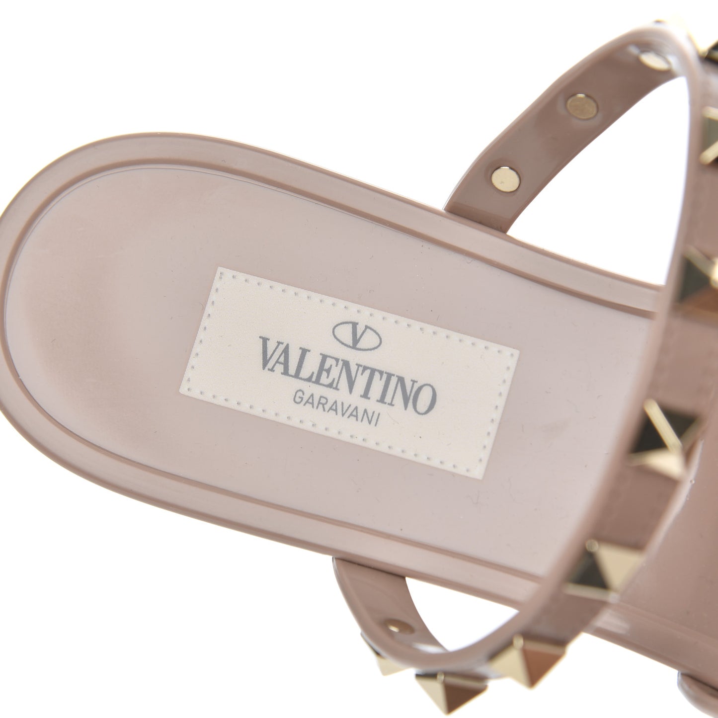 PVC Jelly Rockstud Caged Flat Thong Sandals 38 Poudre