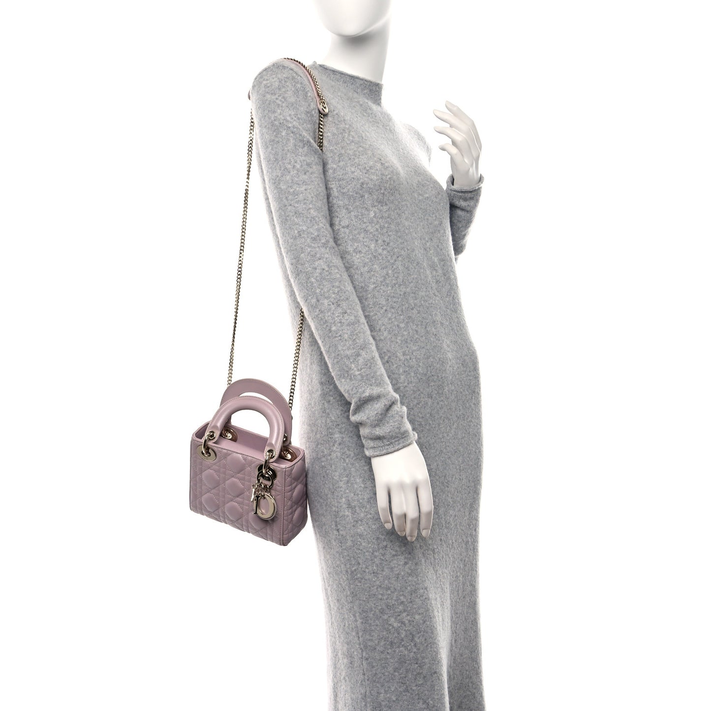 Metallic Lambskin Cannage Mini Lady Dior Lotus