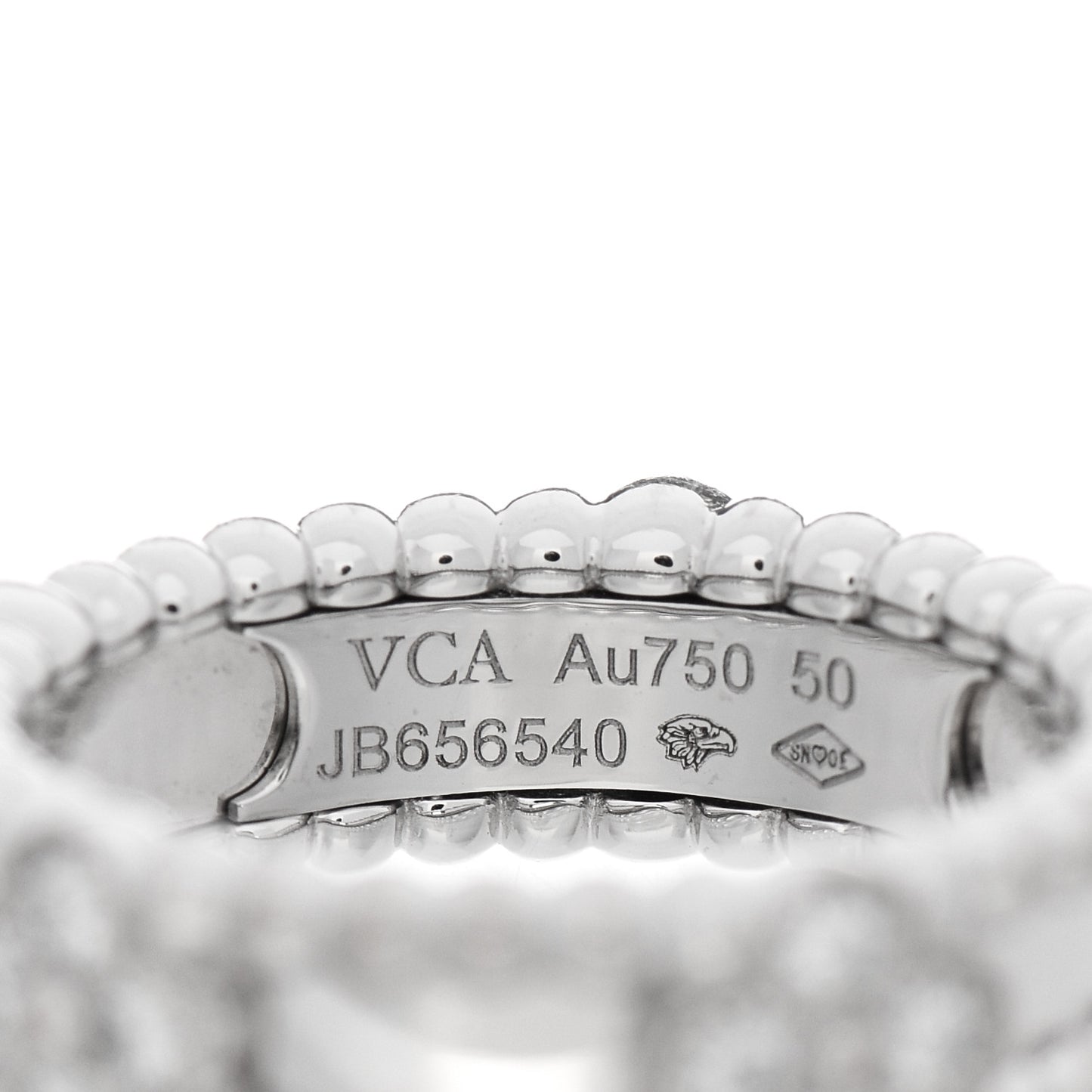 18K White Gold Diamond Sweet Perlee Clovers Ring 50 5.5