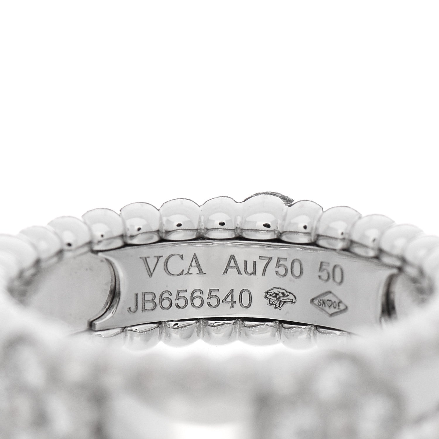 Van Cleef & Arpels 18K White Gold Diamond Sweet Perlee Clovers Ring 50 5.5 3 of 5