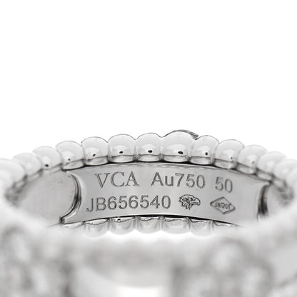 Van Cleef & Arpels 18K White Gold Diamond Sweet Perlee Clovers Ring 50 5.5 3 of 5
