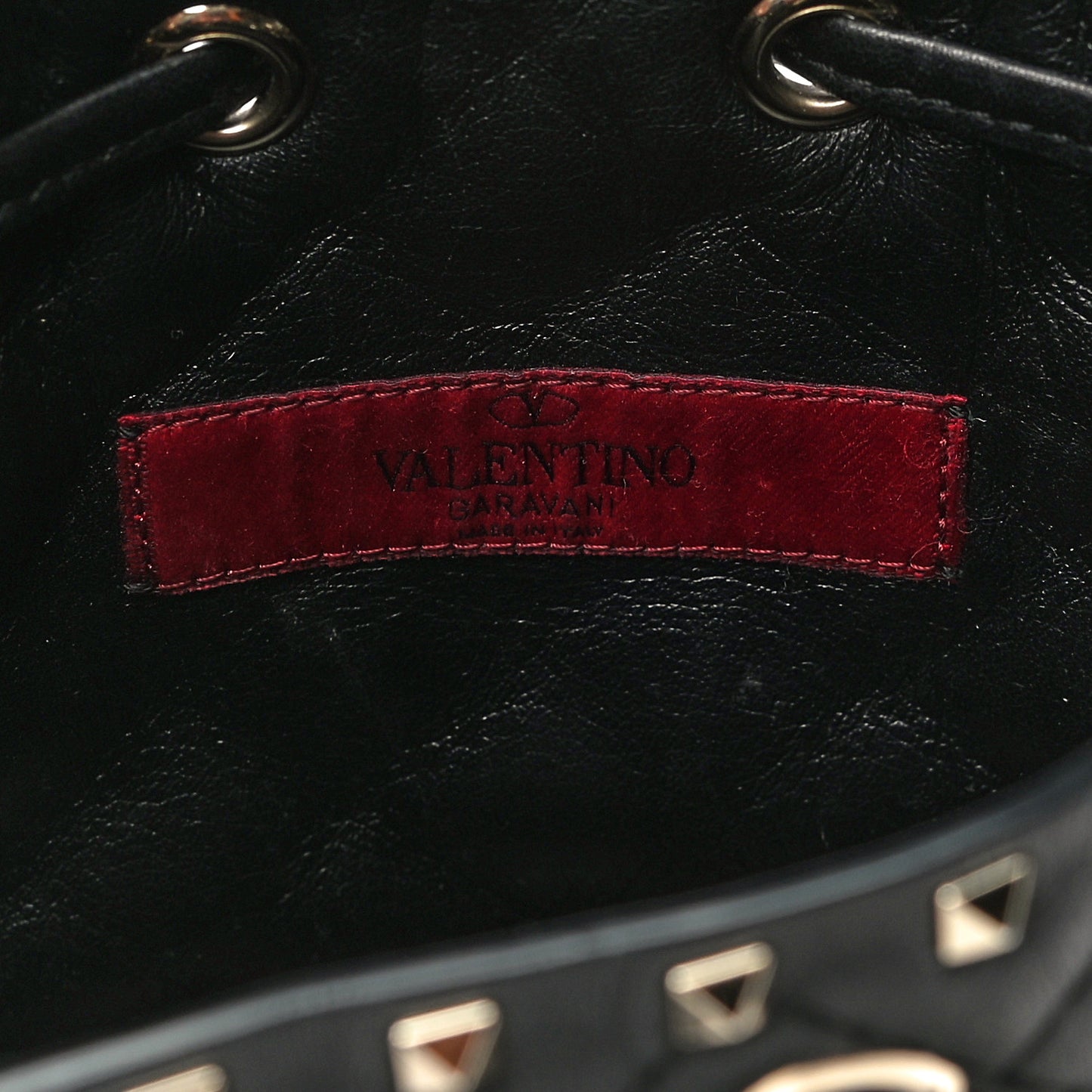 Nappa Mini Rockstud Spike Bucket Bag Black