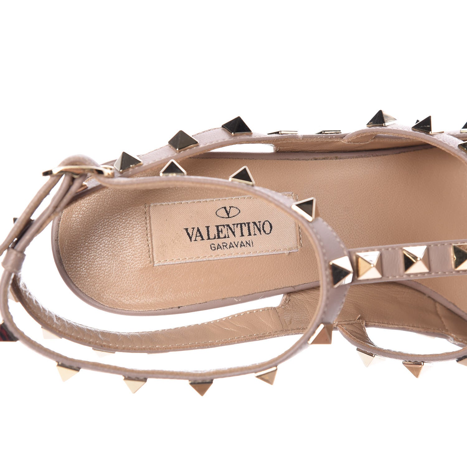 Valentino Garavani Patent Rockstud Ankle Strap Pumps 39 Poudre 8 of 17