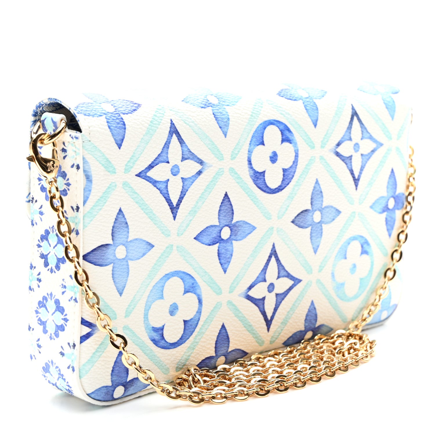 Louis Vuitton Monogram Giant By The Pool 2.0 Felicie Pochette Chain Wallet Lagoon Blue 3 of 9
