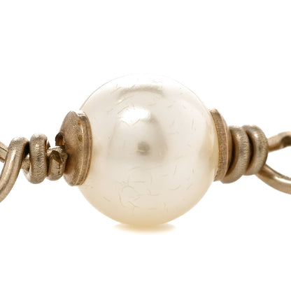 Chanel Pearl Bead CC Flower Long Necklace Gold 8 of 8