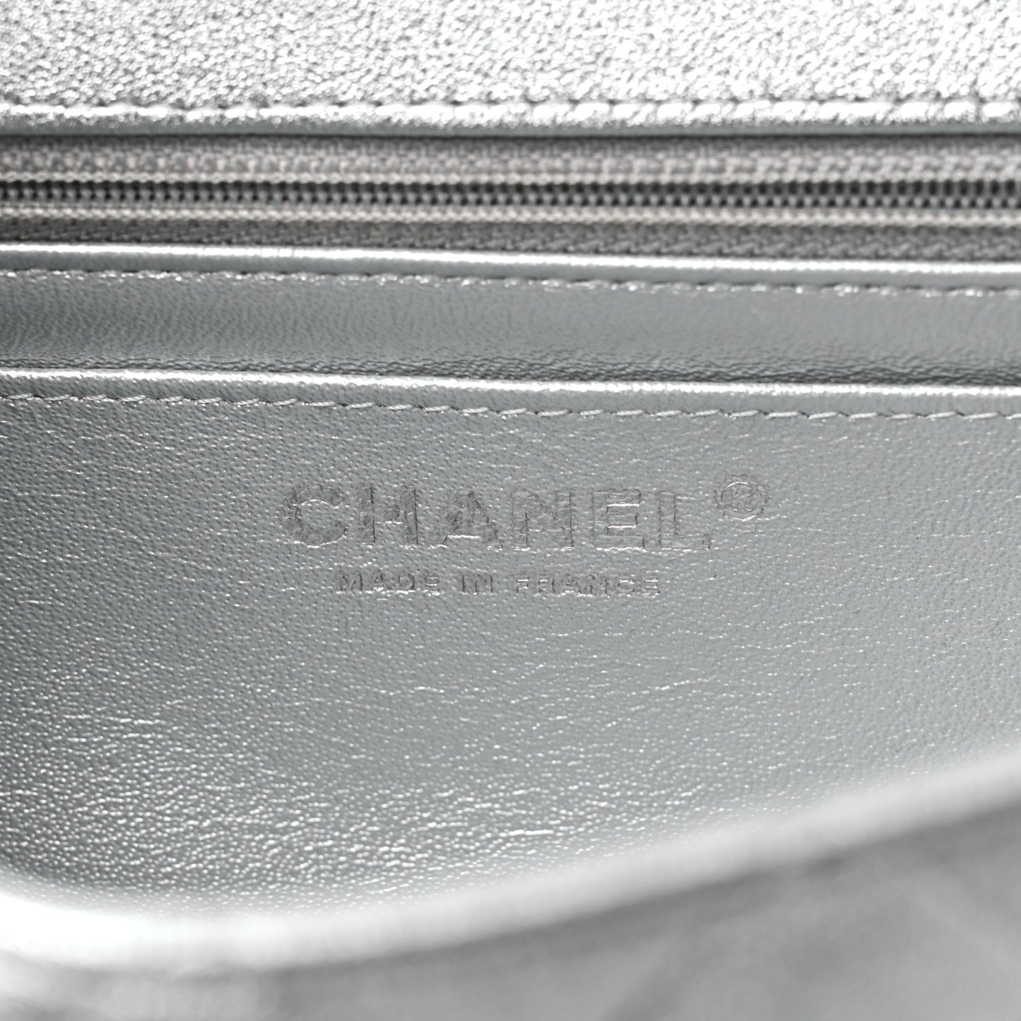 Metallic Lambskin Quilted Mini Rectangular Flap Silver
