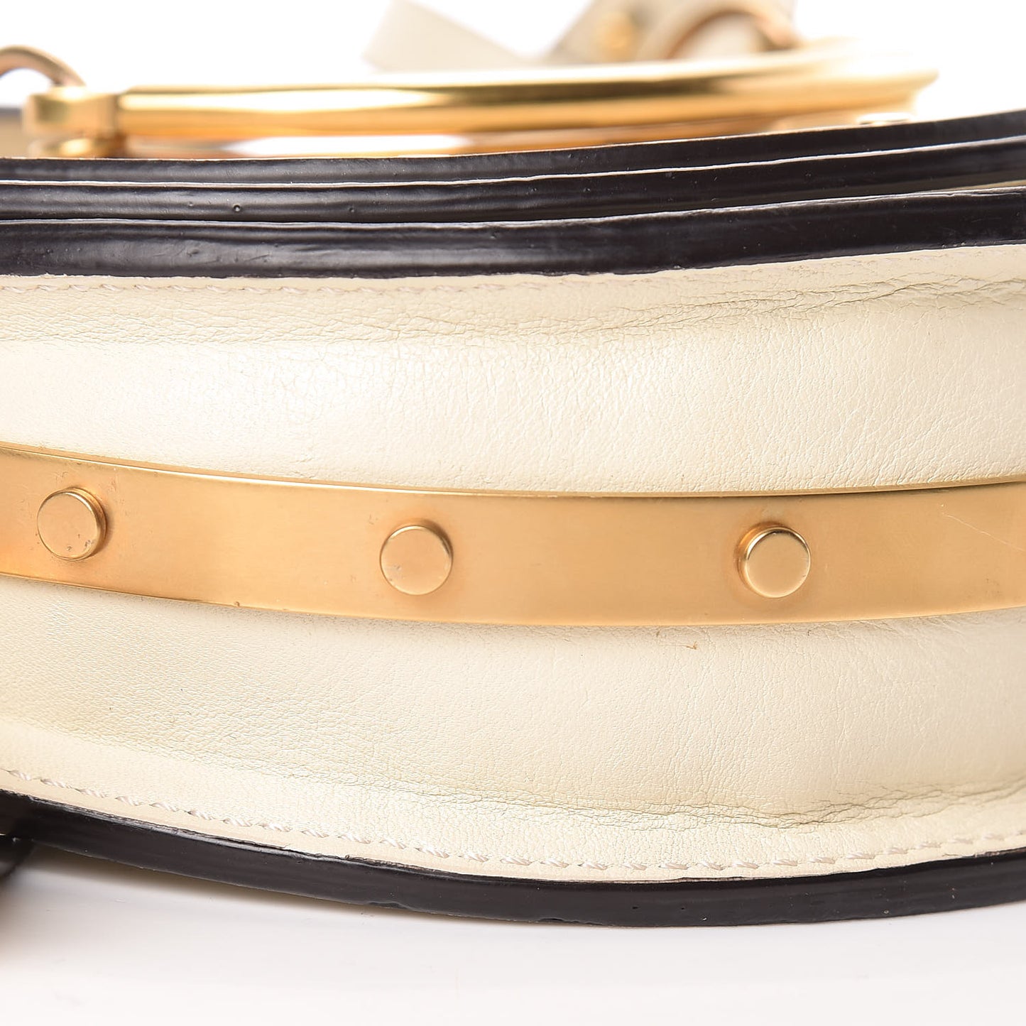 Calfskin Small Nile Bracelet Minaudiere Bag Off White