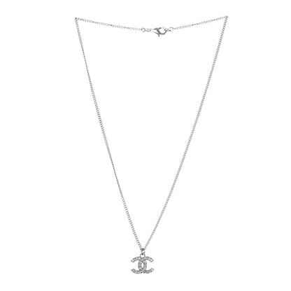 Chanel Crystal Timeless CC Necklace Silver 3 of 5