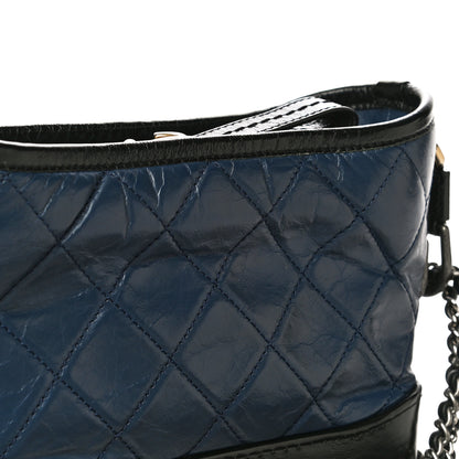 Chanel Aged Calfskin Quilted Small Gabrielle Hobo Navy Black 13 of 19