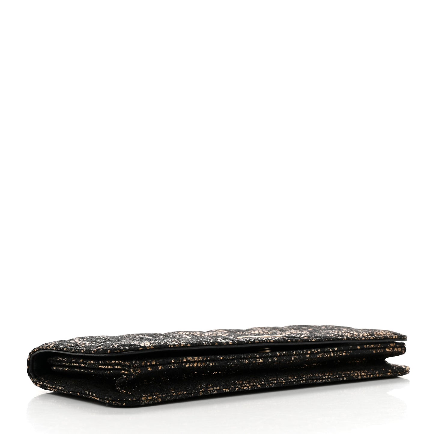 Metallic Tweed Quilted Clutch Black Gold