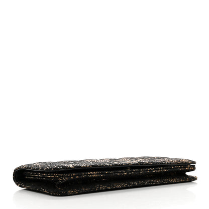 Chanel Metallic Tweed Quilted Clutch Black Gold 4 of 14