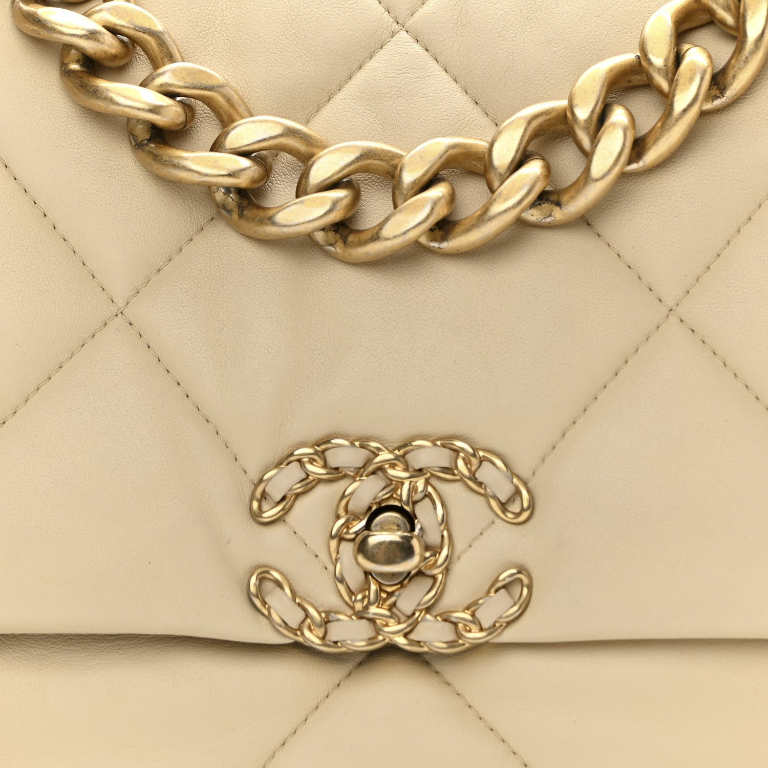 Chanel Lambskin Quilted Large Chanel 19 Flap Beige 8 of 11