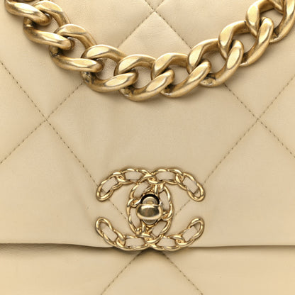 Chanel Lambskin Quilted Large Chanel 19 Flap Beige 8 of 11