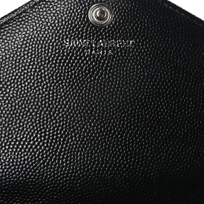 Saint Laurent Grain De Poudre Matelasse Chevron Monogram Chain Wallet Black 7 of 11