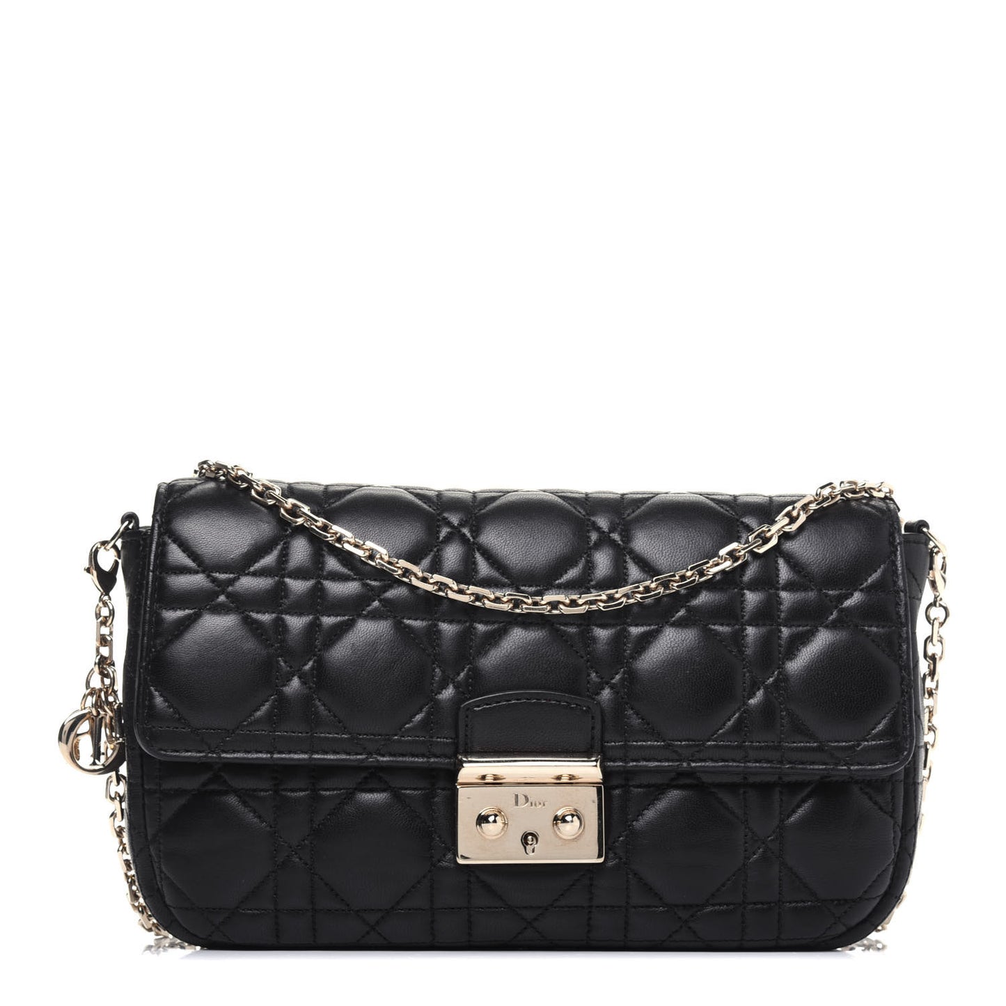 Lambskin Cannage New Lock Pouch Black