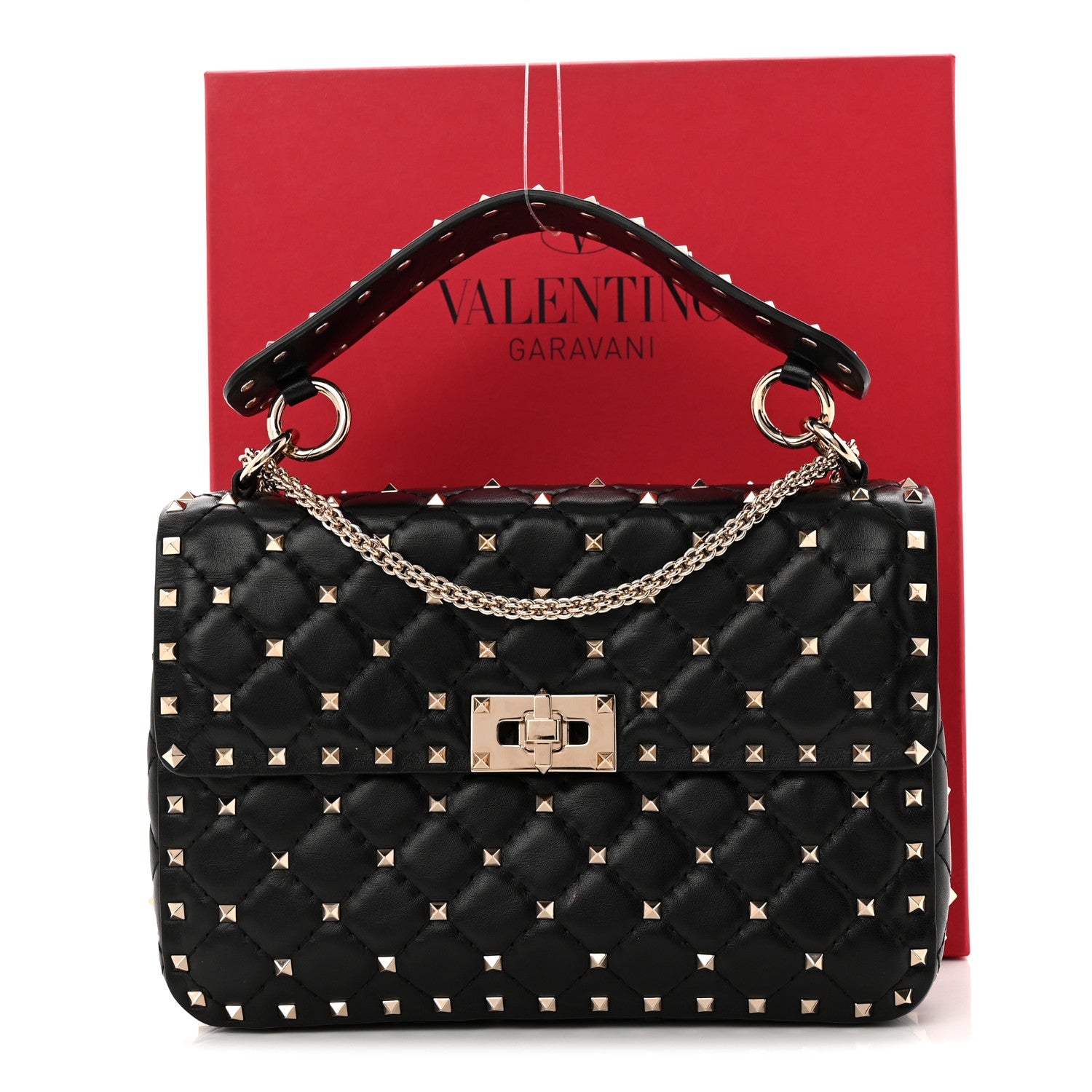 Valentino Garavani Nappa Medium Rockstud Spike Shoulder Bag Black 9 of 9