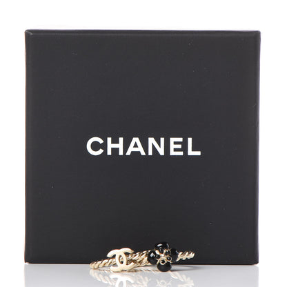 Chanel Enamel Camellia CC Ring Set of 2 4.5 5.5 Gold Black 5 of 5