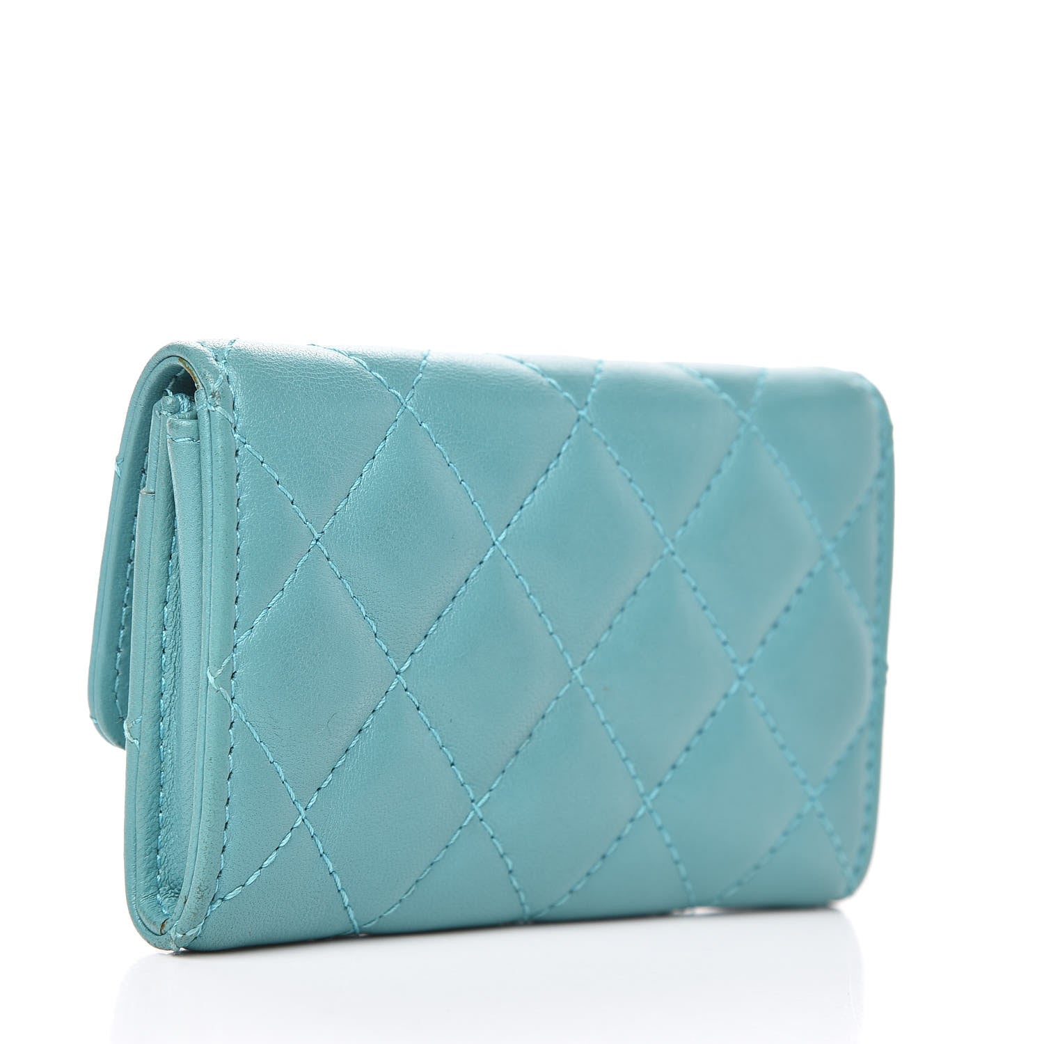 Chanel Lambskin Quilted Card Holder Turquoise 3 of 10