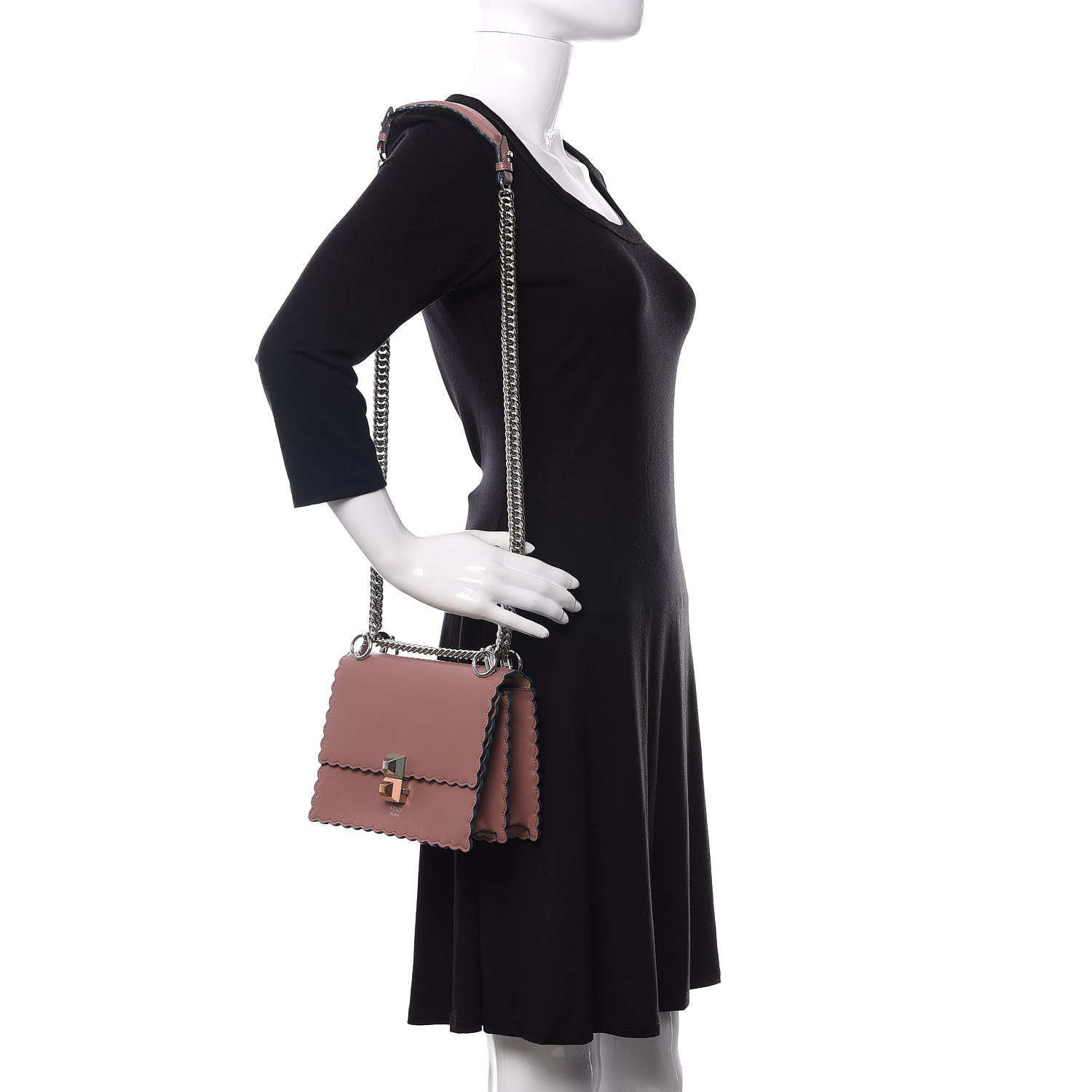 Fendi Vitello Liberty Scalloped Studded Small Kan I Shoulder Bag English Rose 2 of 10