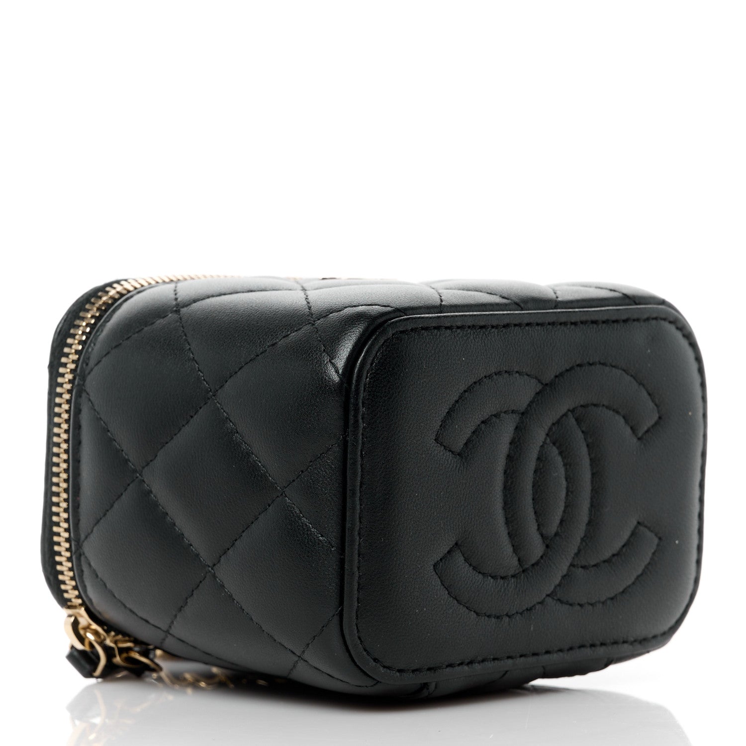 Chanel Lambskin Quilted Mini Vanity Case With Chain Black 9 of 11