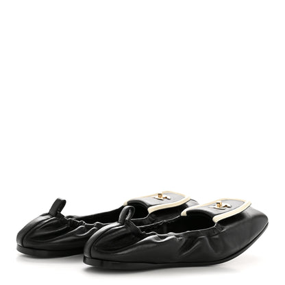 Chanel Lambskin CC Turnlock Ballerina Flats 39 Black White 5 of 10