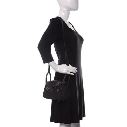 Hermes Taurillon Clemence Mini Lindy 20 Black 2 of 9
