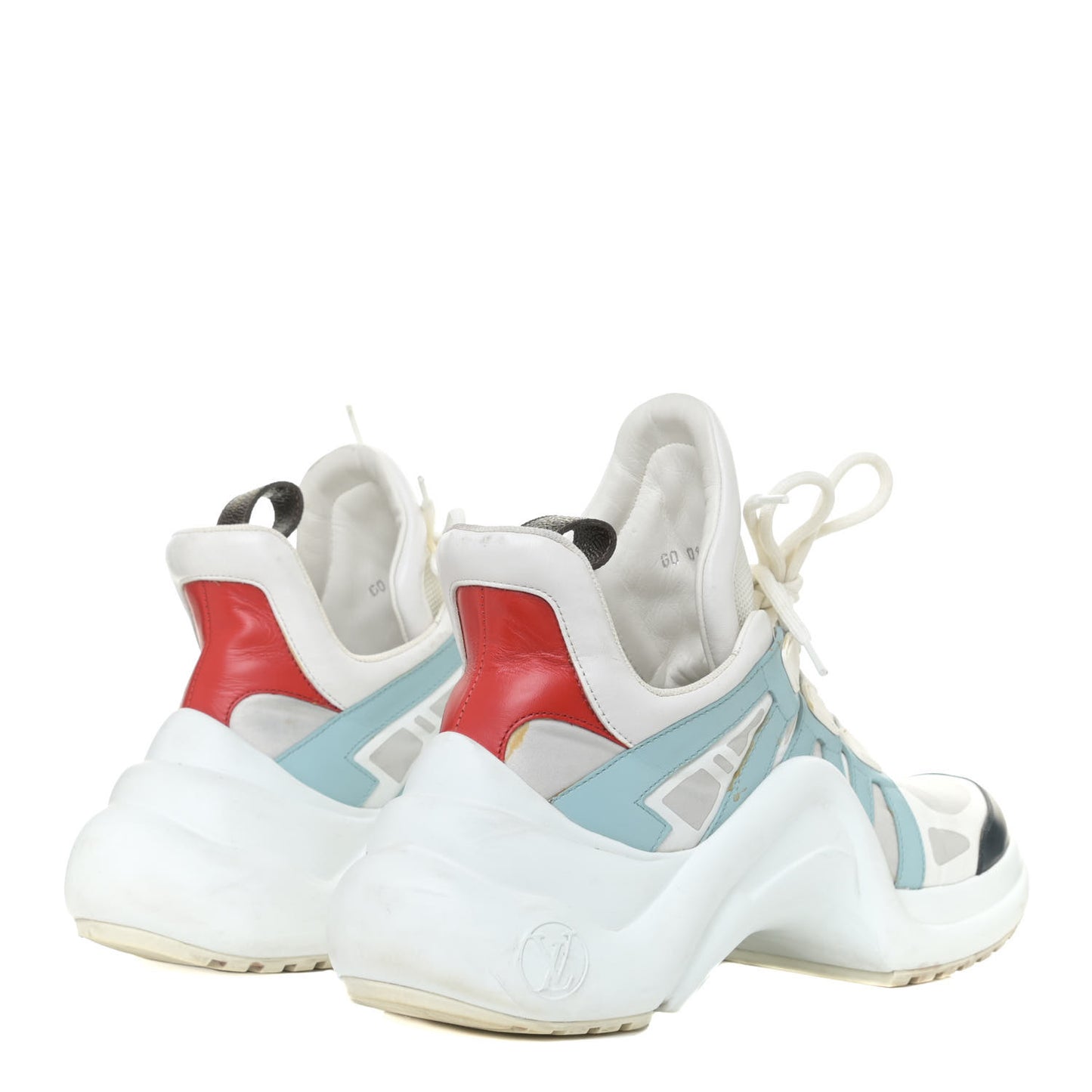 Calfskin Technical Nylon LV Archlight Sneakers 38.5 White Blue Gris