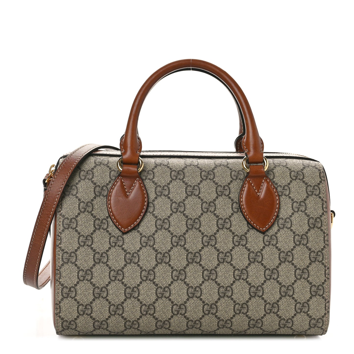 GG Supreme Monogram Cuoio Toscano Small Boston Beige Ebony Cuir