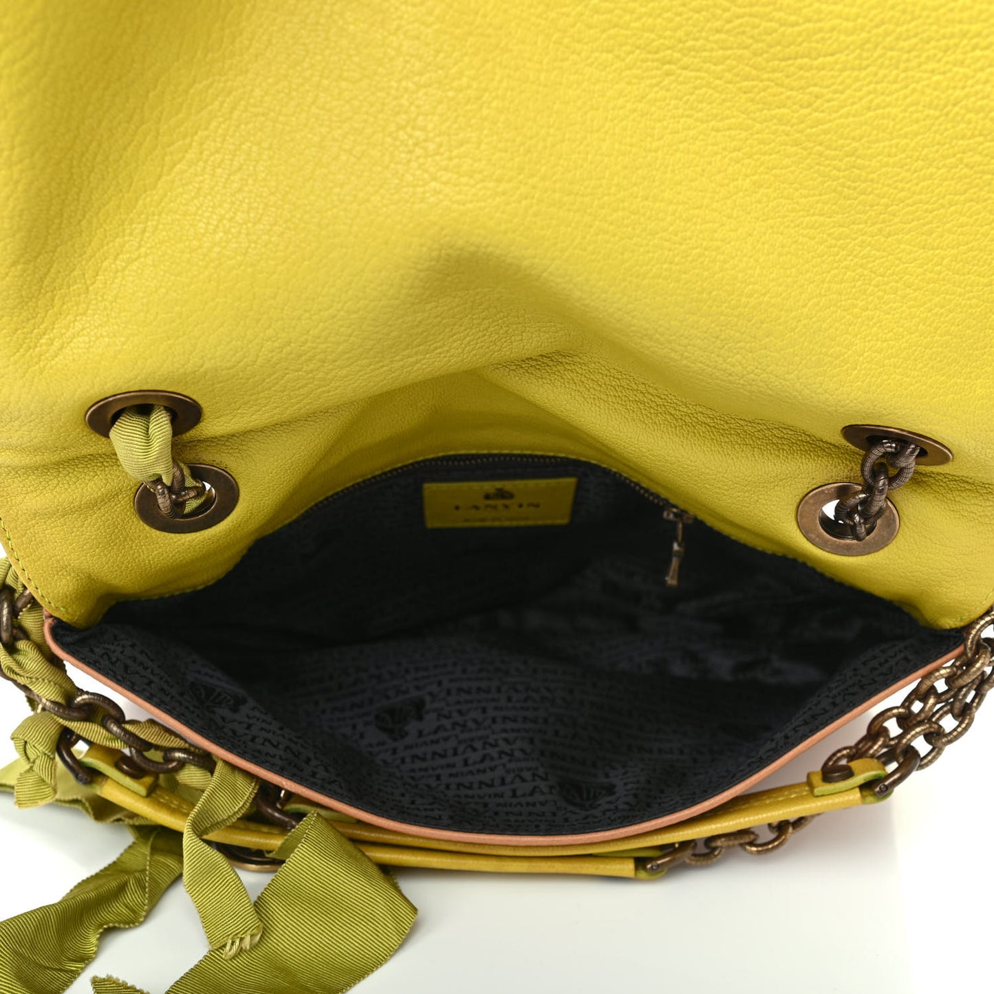 Goatskin Medium Happy Shoulder Bag Vert Beige