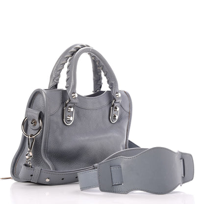 Balenciaga Chevre Silver Metallic Edge Hardware Mini City Bleu Acier 4 of 8