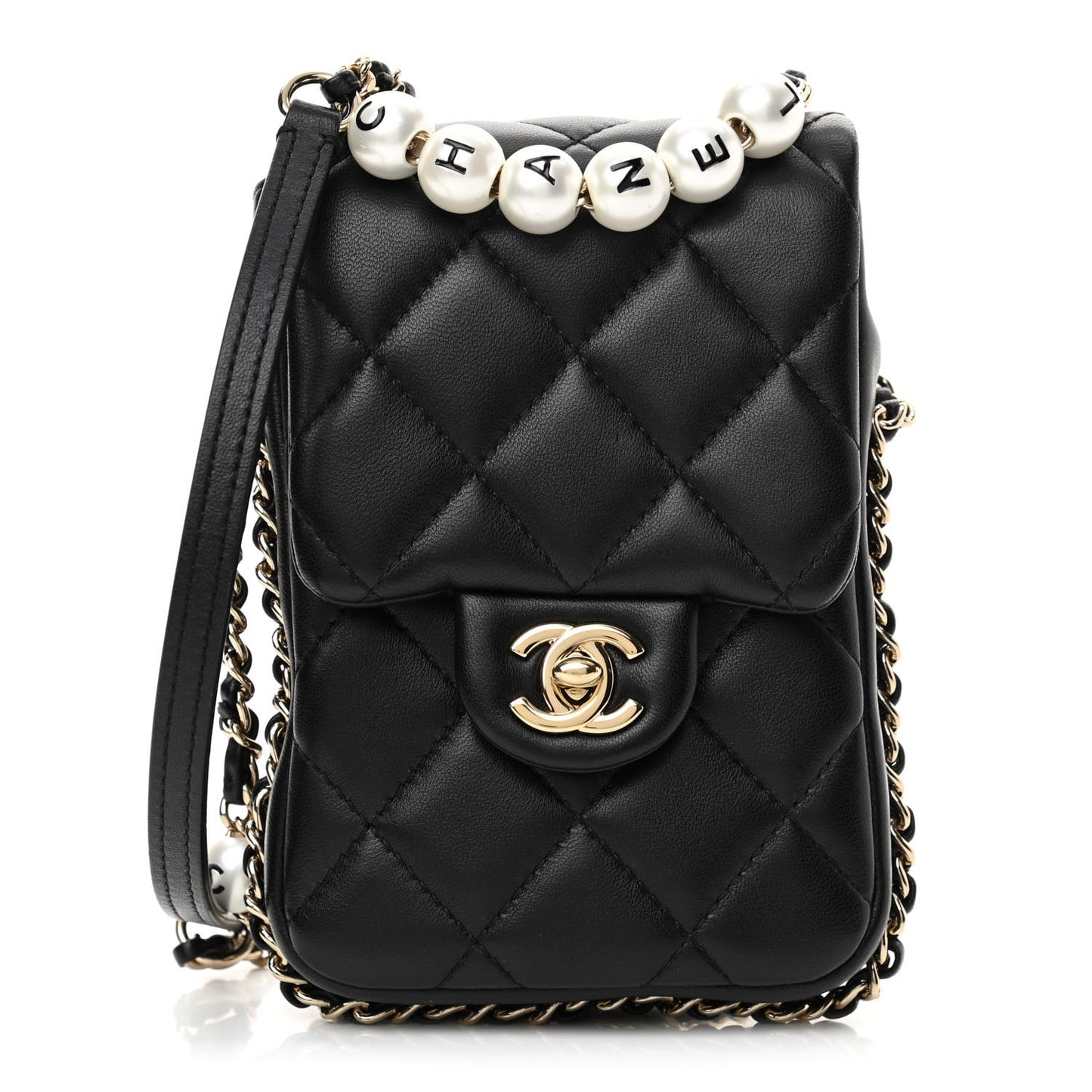 Lambskin Quilted My Precious Phone Case Flap Bag Black