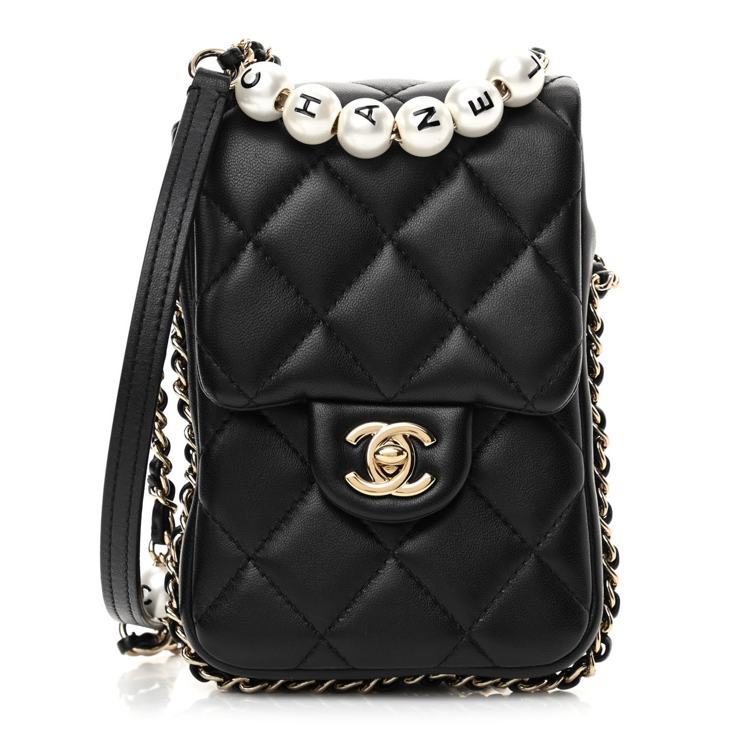 Chanel Lambskin Quilted My Precious Phone Case Flap Bag Black 1 of 13
