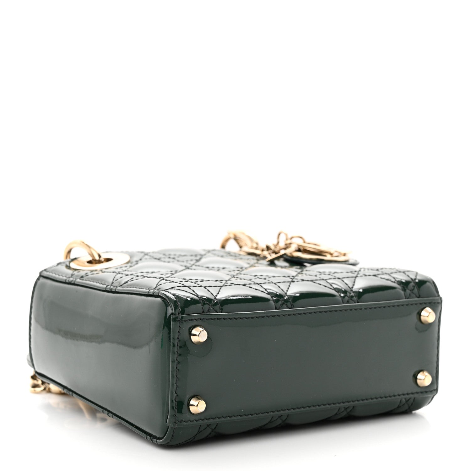Christian Dior Patent Cannage Mini Lady Dior Pine Green 4 of 9