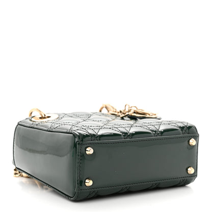 Christian Dior Patent Cannage Mini Lady Dior Pine Green 4 of 9