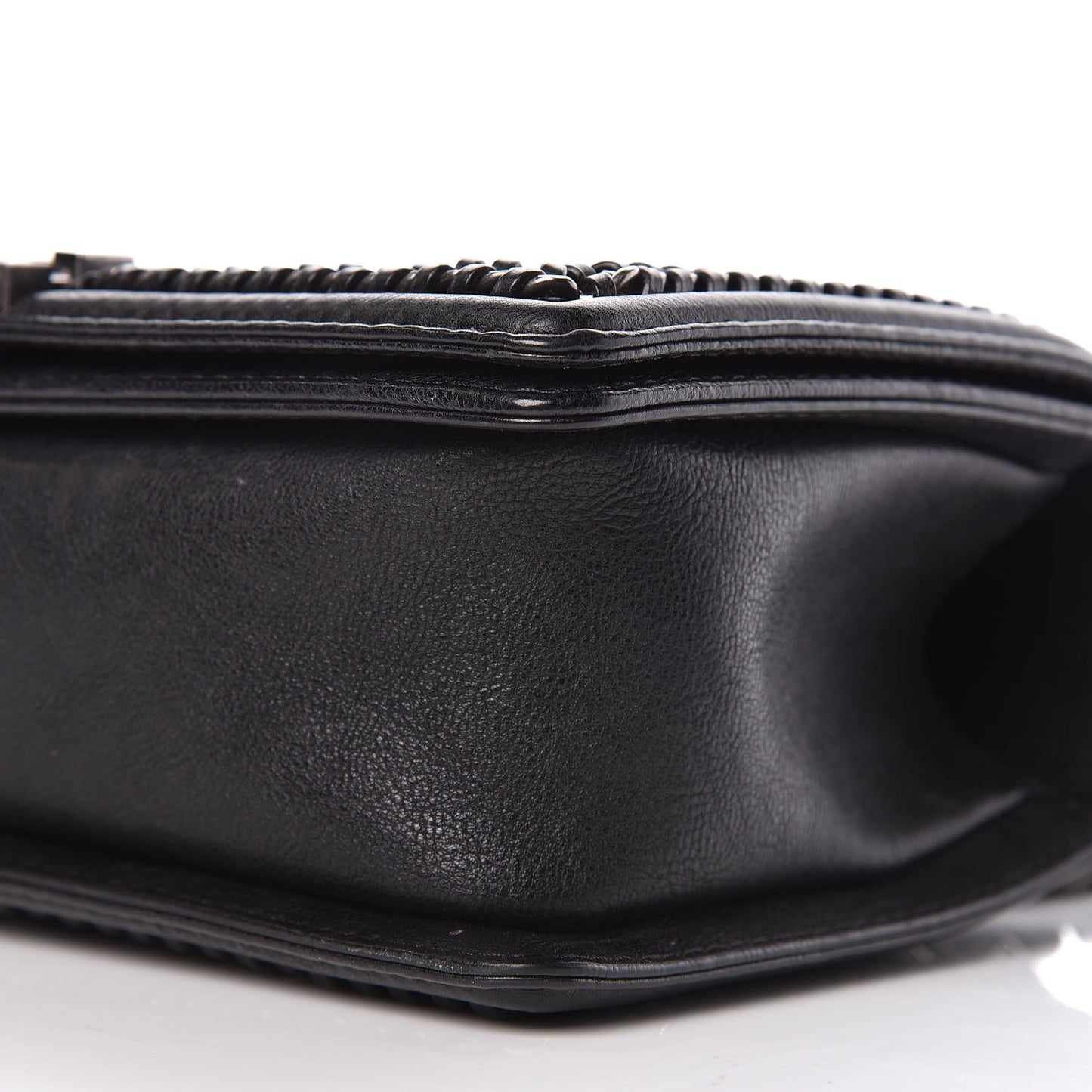 Calfskin Quilted Medium Boy Top Handle Flap Black