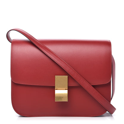 Celine Box Calfskin Medium Classic Box Flap Bag Red 1 of 9