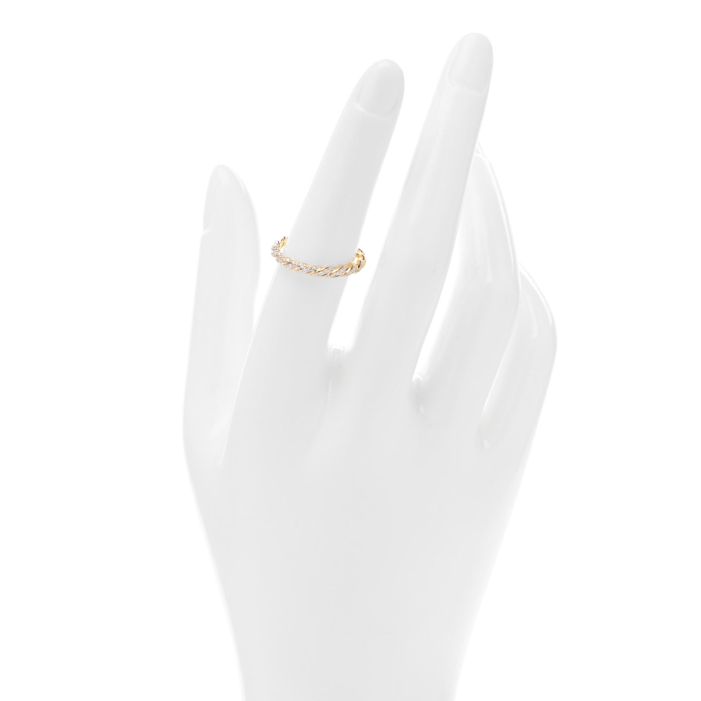 18K Yellow Gold Diamond Pave Petite Band Ring 53 6.5