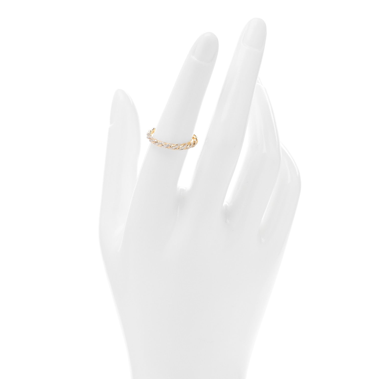 David Yurman 18K Yellow Gold Diamond Pave Petite Band Ring 53 6.5 2 of 4
