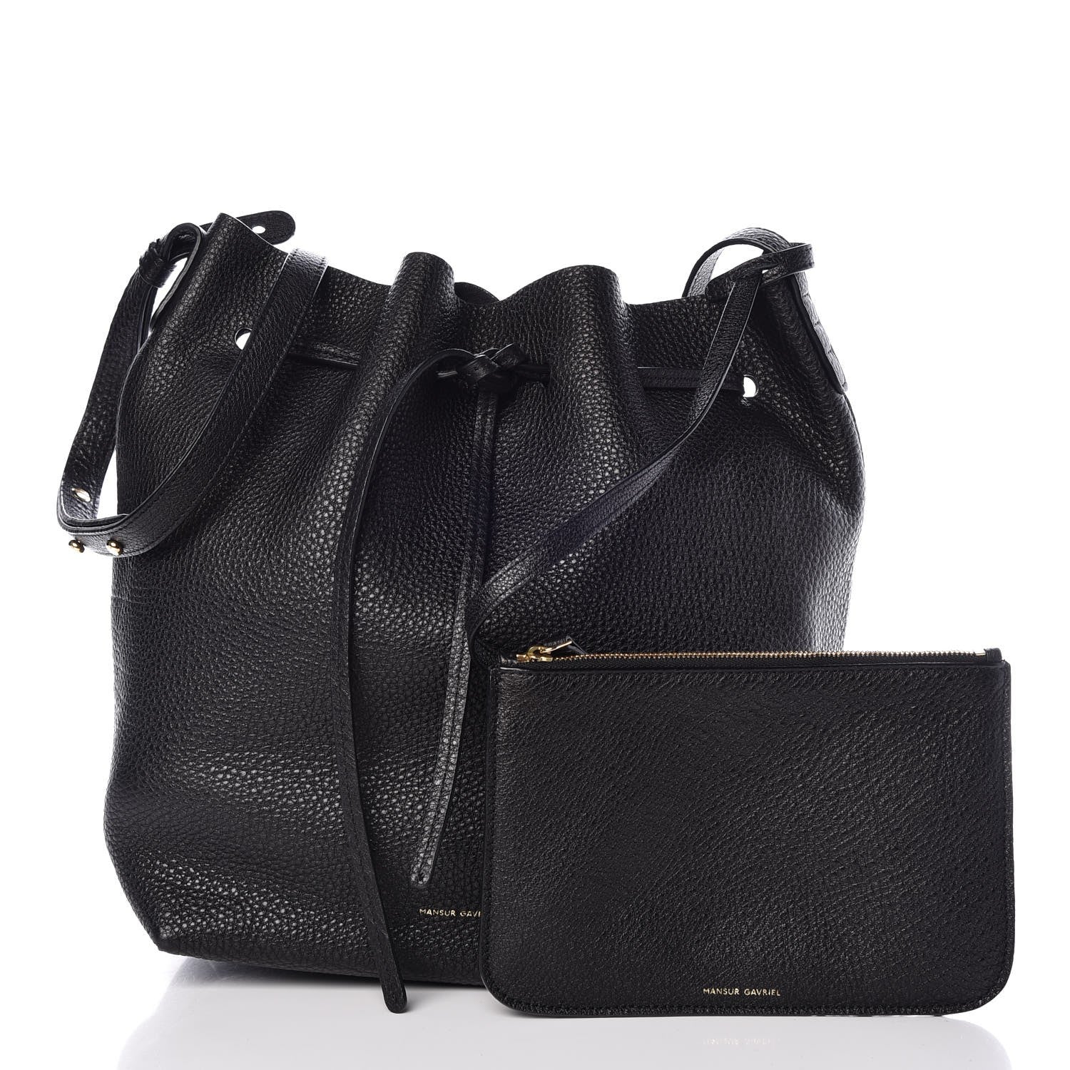 Mansur Gavriel Tumbled Calfskin Bucket Bag Black 1 of 14