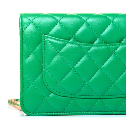 Chanel Lambskin Quilted Wallet On Chain WOC Green 16 of 17