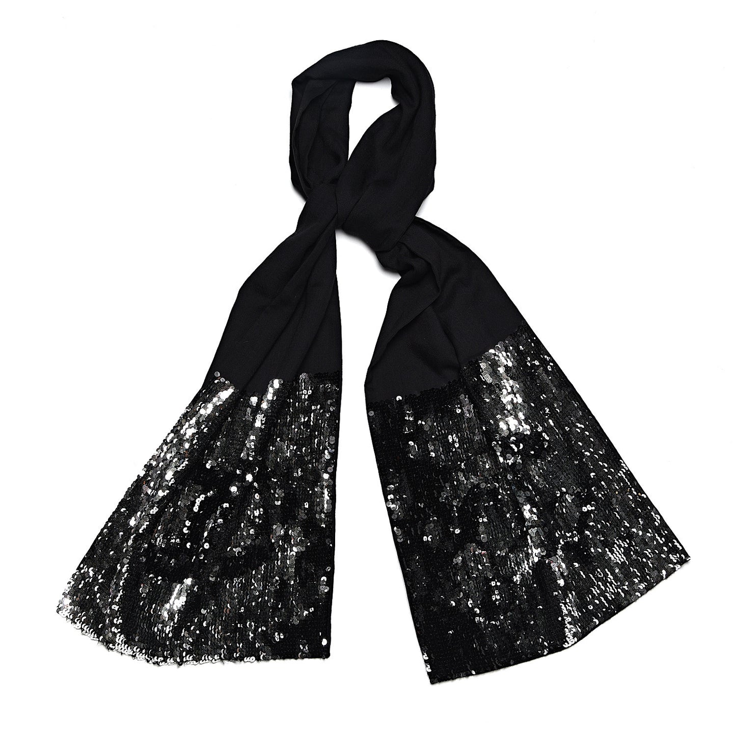 Cashmere Silk Sequin CC Scarf Black